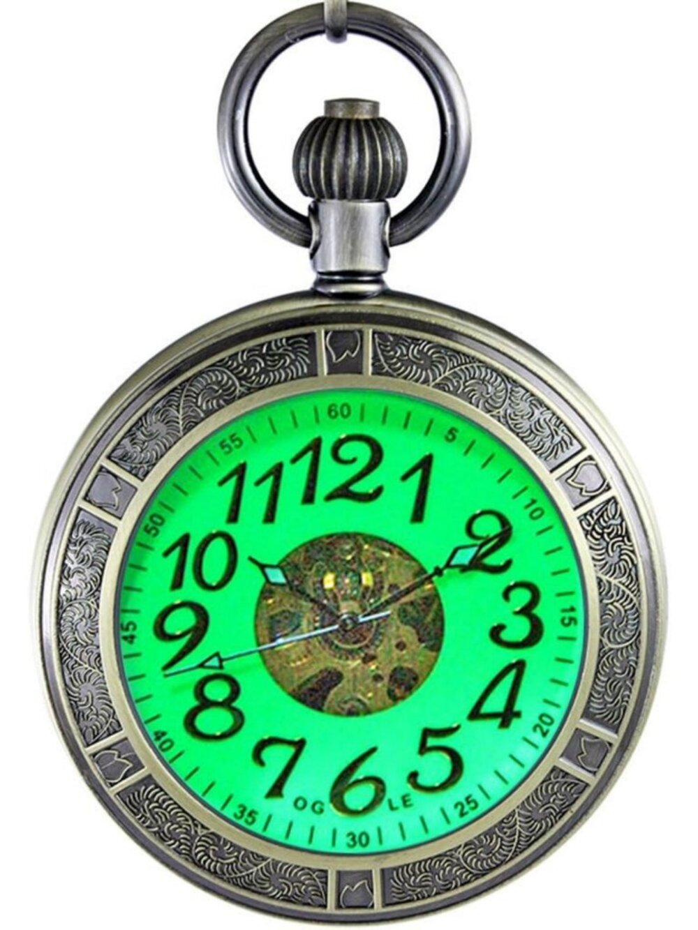 Waterproof Luminous Pocket Watch, Skeleton Chain, Self-Winding Mechanical